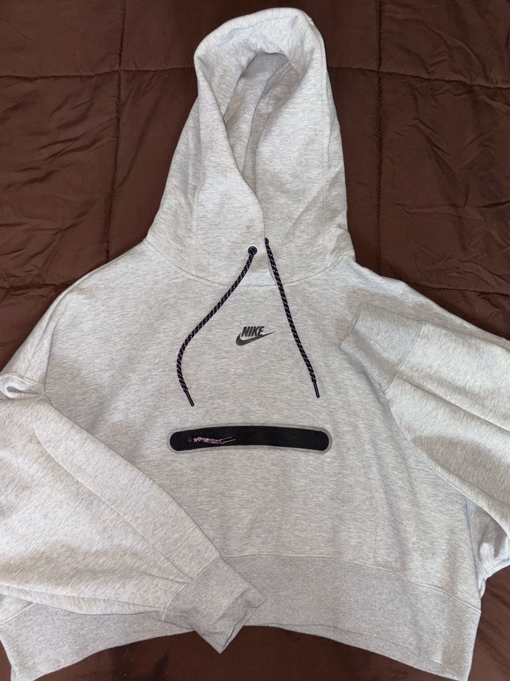 Nike Light Gray Crewneck Hoodie with Black Accents